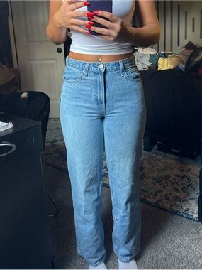 Aritzia Light Blue Straight Leg High-Rise Jeans